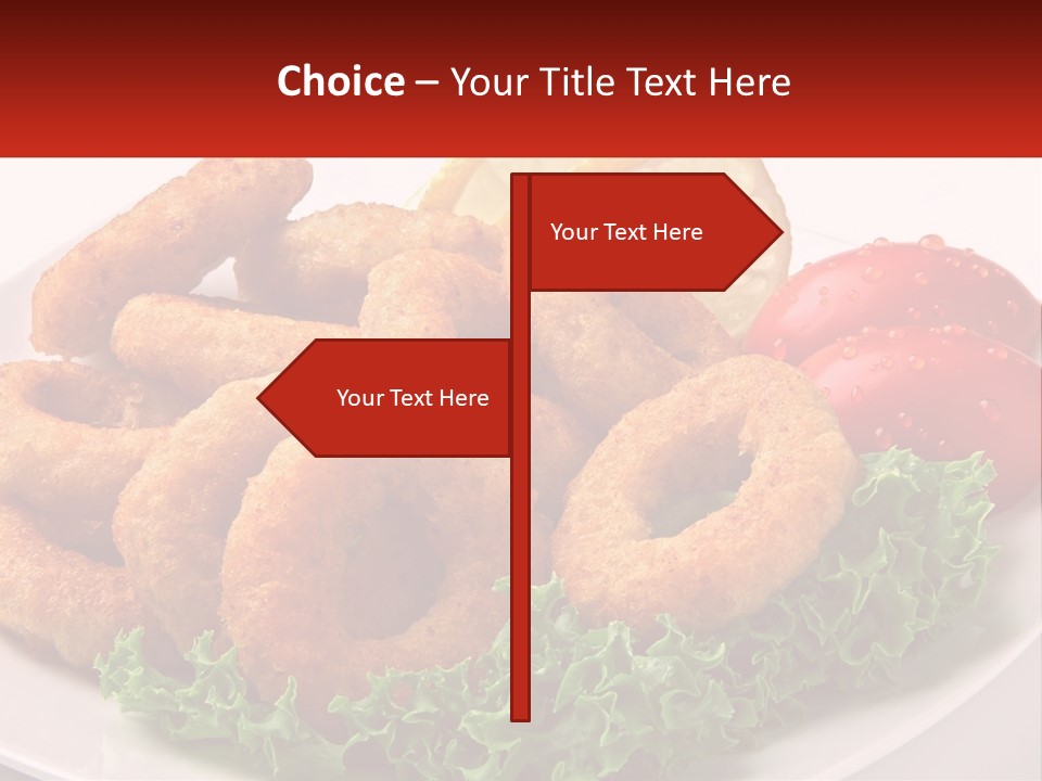 A Plate Of Onion Rings With Lettuce And Tomatoes PowerPoint Template