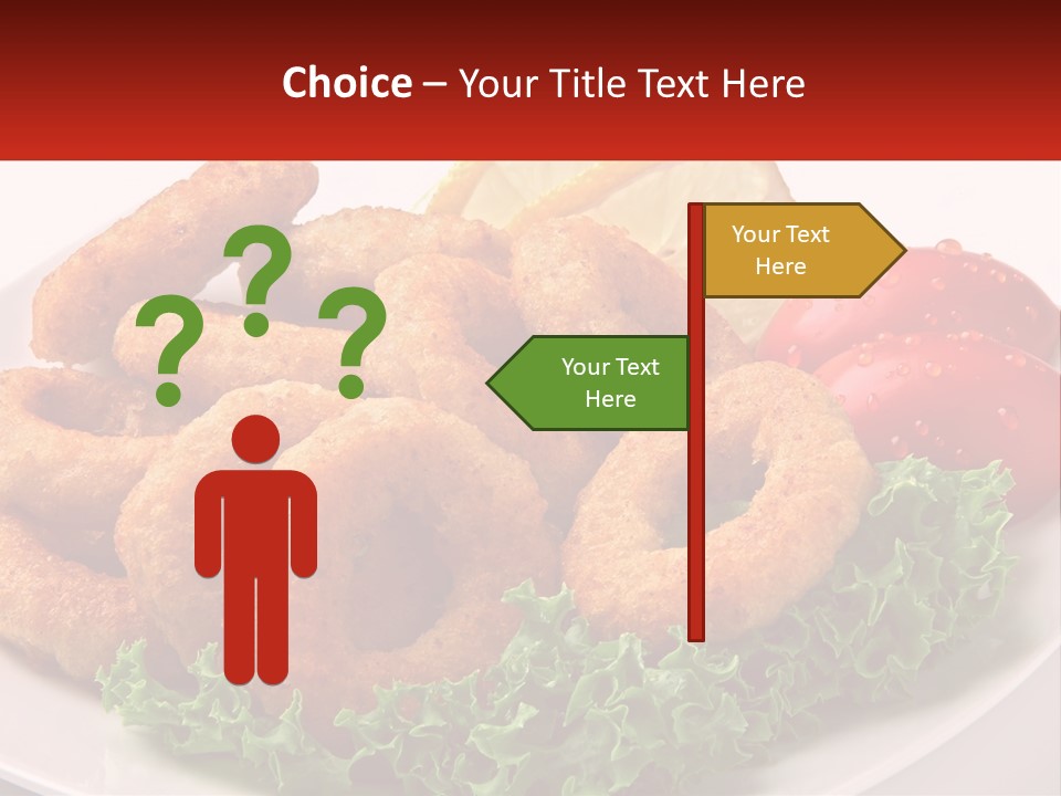 A Plate Of Onion Rings With Lettuce And Tomatoes PowerPoint Template