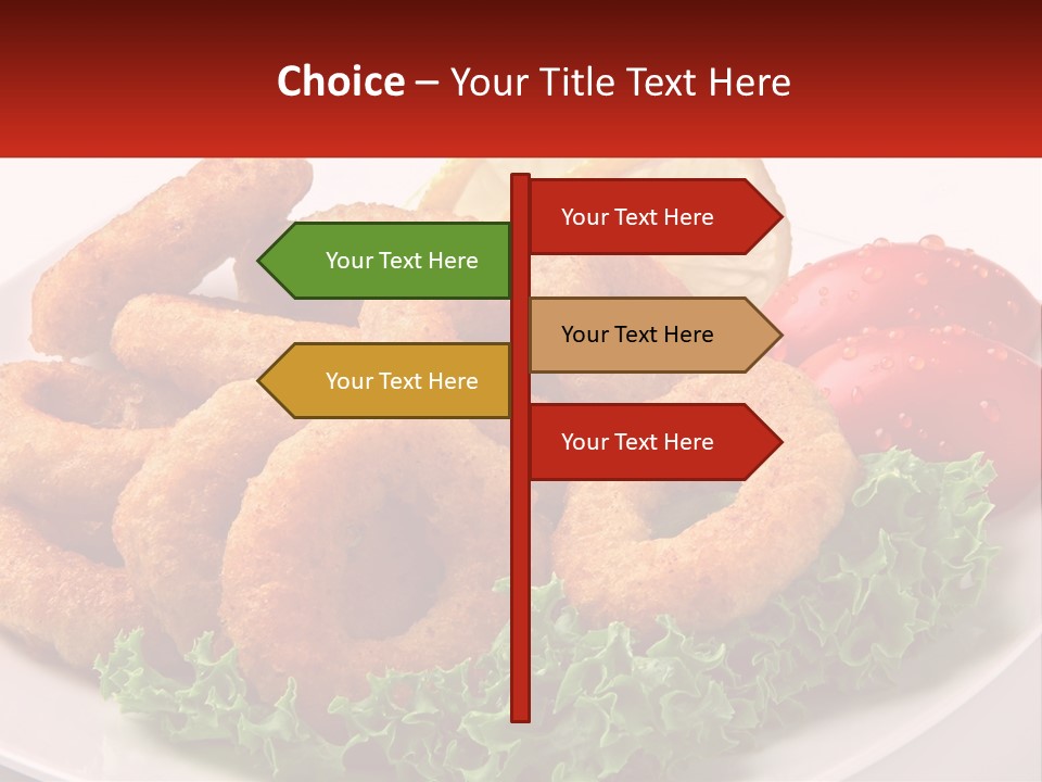 A Plate Of Onion Rings With Lettuce And Tomatoes PowerPoint Template