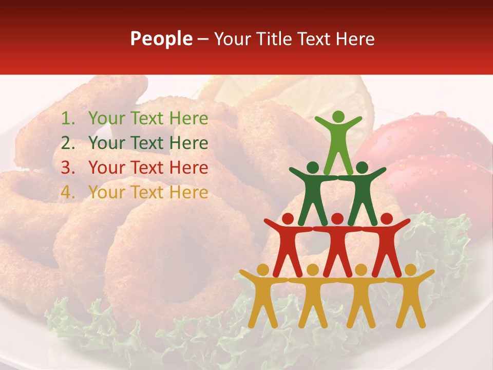 A Plate Of Onion Rings With Lettuce And Tomatoes PowerPoint Template