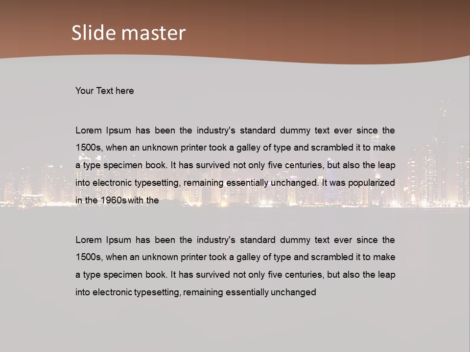 A City Skyline At Night With The Ocean In The Foreground PowerPoint Template