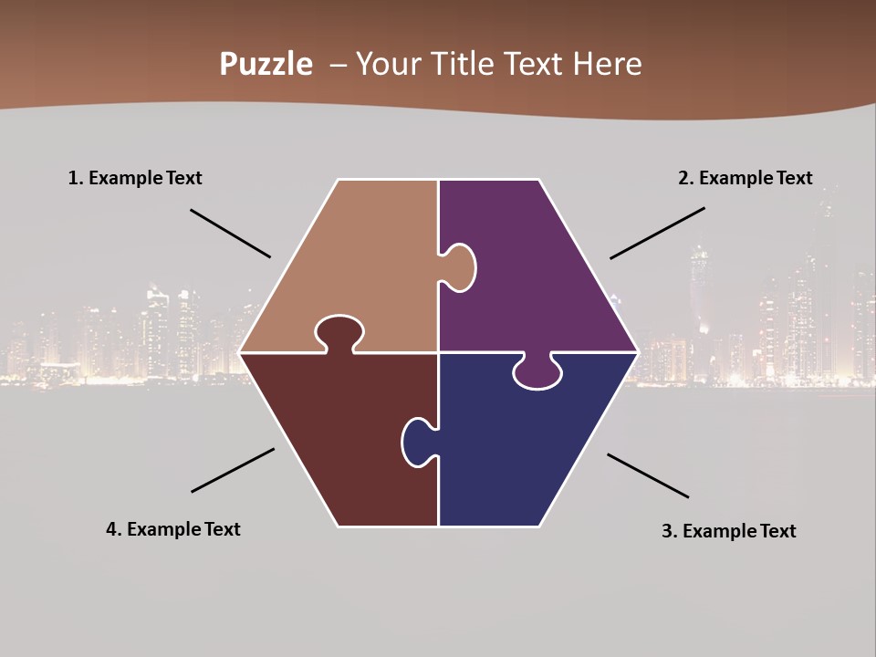 A City Skyline At Night With The Ocean In The Foreground PowerPoint Template