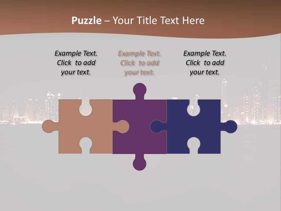 A City Skyline At Night With The Ocean In The Foreground PowerPoint Template