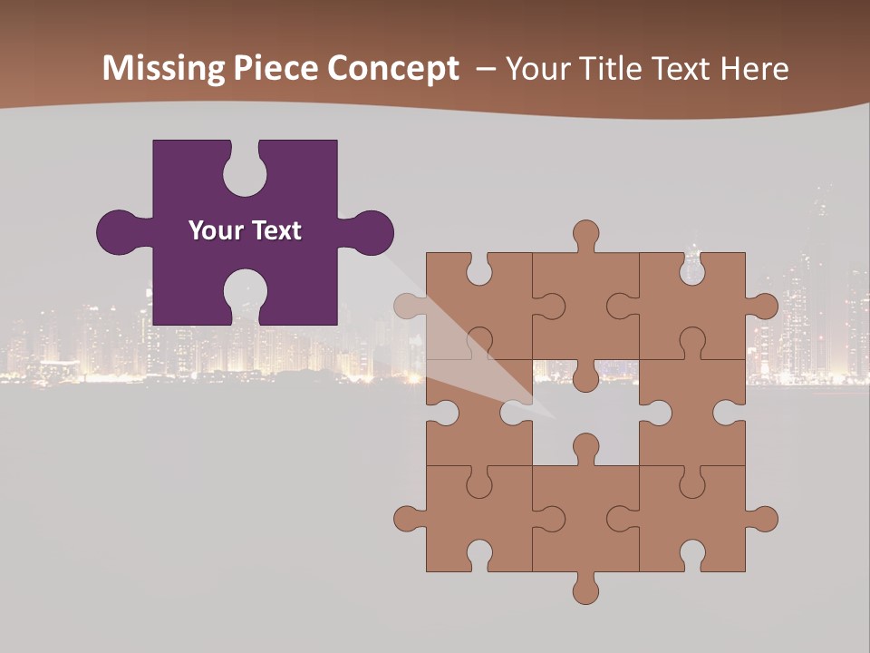 A City Skyline At Night With The Ocean In The Foreground PowerPoint Template