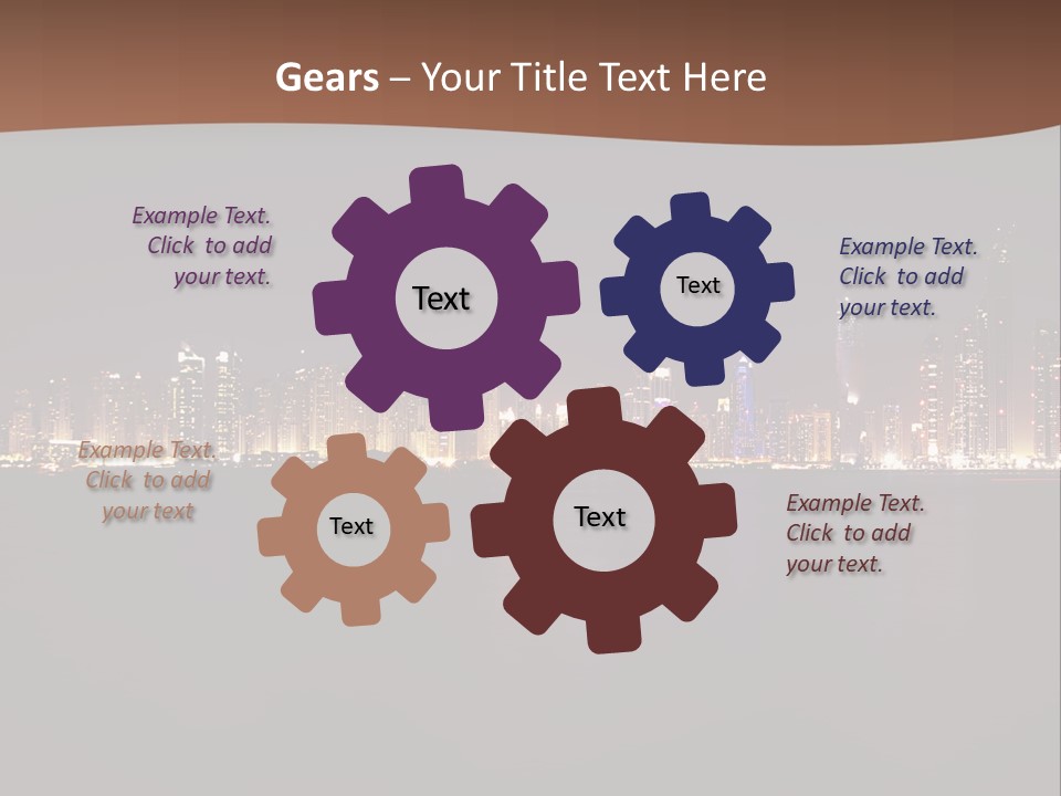 A City Skyline At Night With The Ocean In The Foreground PowerPoint Template