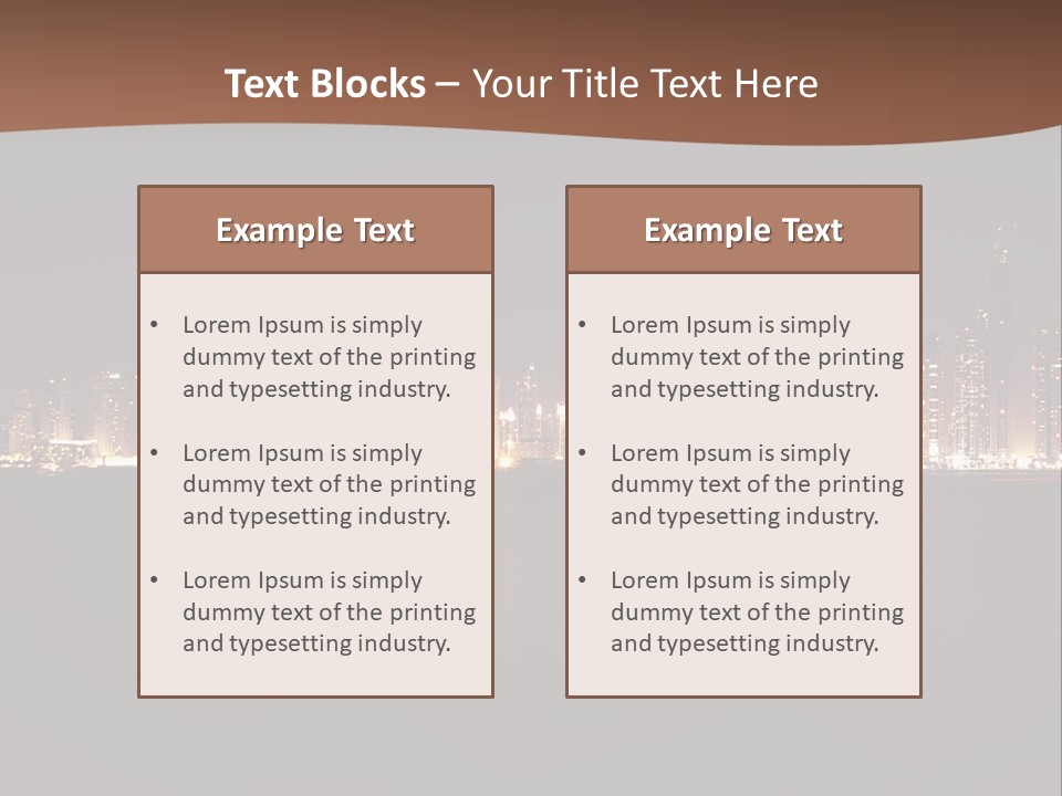 A City Skyline At Night With The Ocean In The Foreground PowerPoint Template