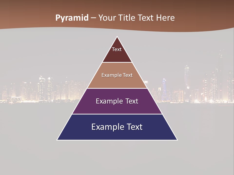 A City Skyline At Night With The Ocean In The Foreground PowerPoint Template
