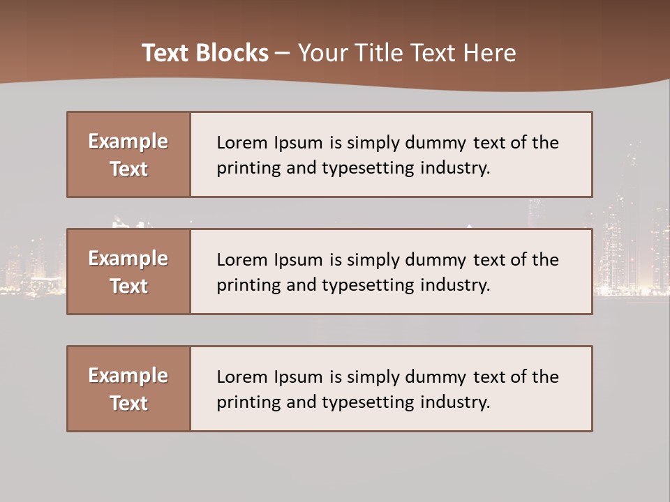 A City Skyline At Night With The Ocean In The Foreground PowerPoint Template