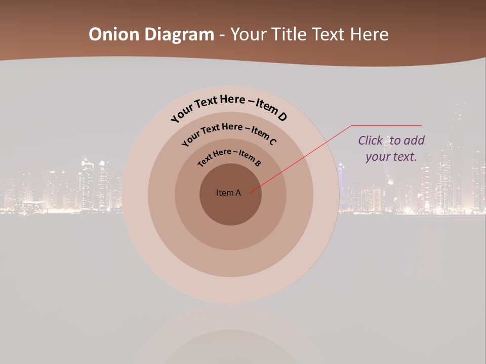 A City Skyline At Night With The Ocean In The Foreground PowerPoint Template