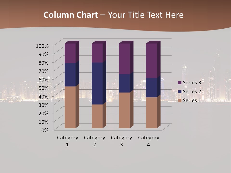 A City Skyline At Night With The Ocean In The Foreground PowerPoint Template