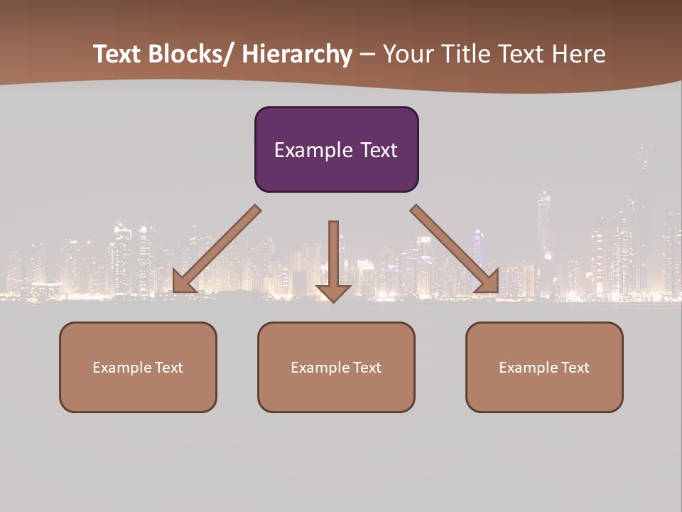 A City Skyline At Night With The Ocean In The Foreground PowerPoint Template