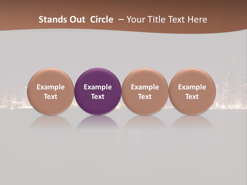 A City Skyline At Night With The Ocean In The Foreground PowerPoint Template