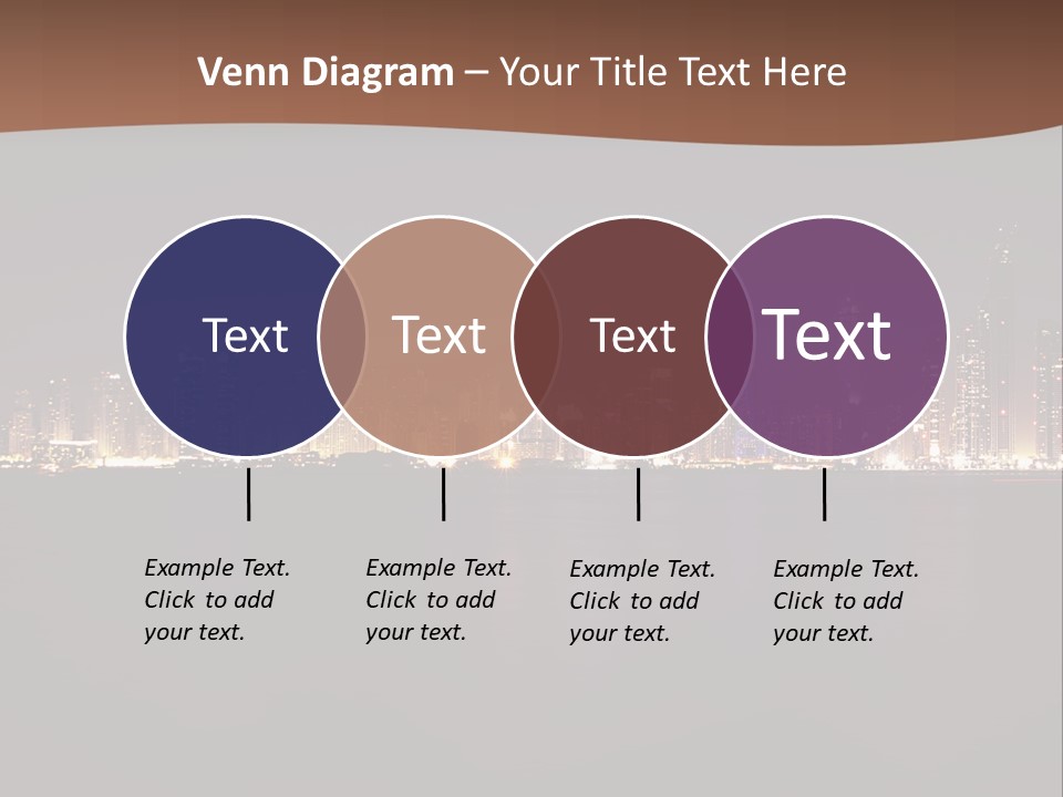 A City Skyline At Night With The Ocean In The Foreground PowerPoint Template