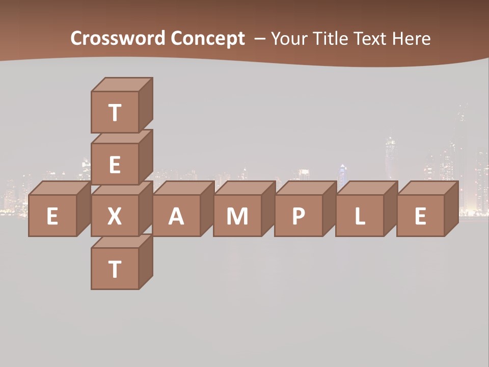 A City Skyline At Night With The Ocean In The Foreground PowerPoint Template