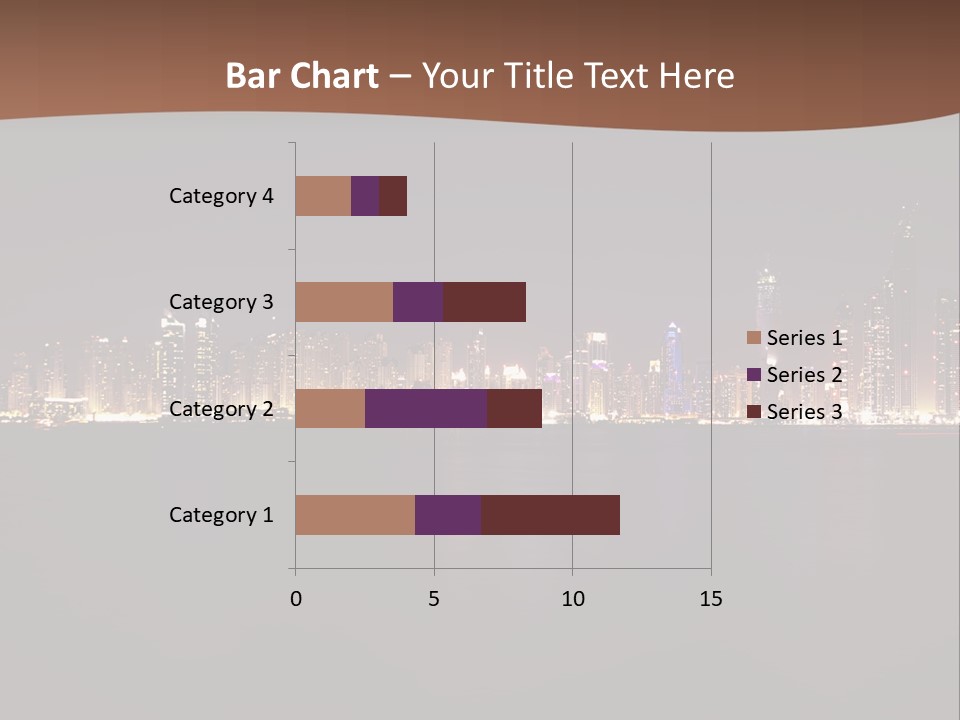 A City Skyline At Night With The Ocean In The Foreground PowerPoint Template