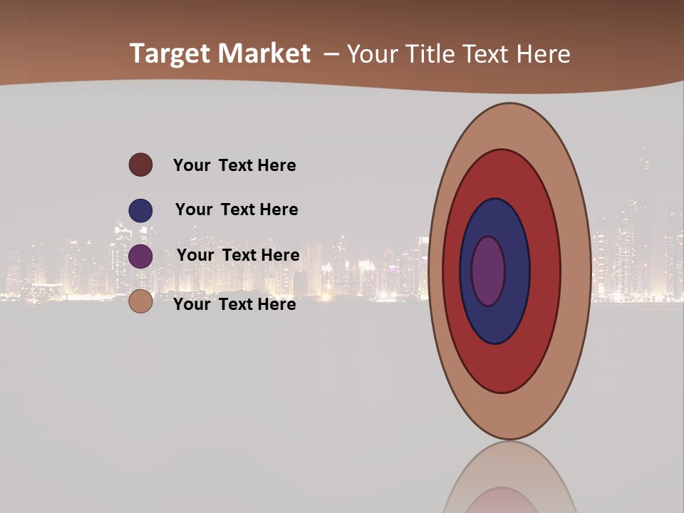 A City Skyline At Night With The Ocean In The Foreground PowerPoint Template