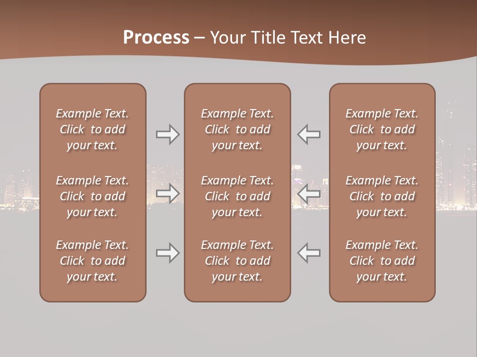 A City Skyline At Night With The Ocean In The Foreground PowerPoint Template