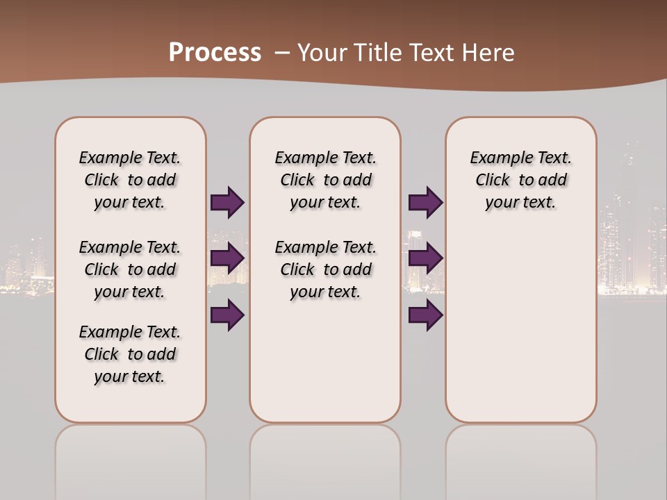A City Skyline At Night With The Ocean In The Foreground PowerPoint Template