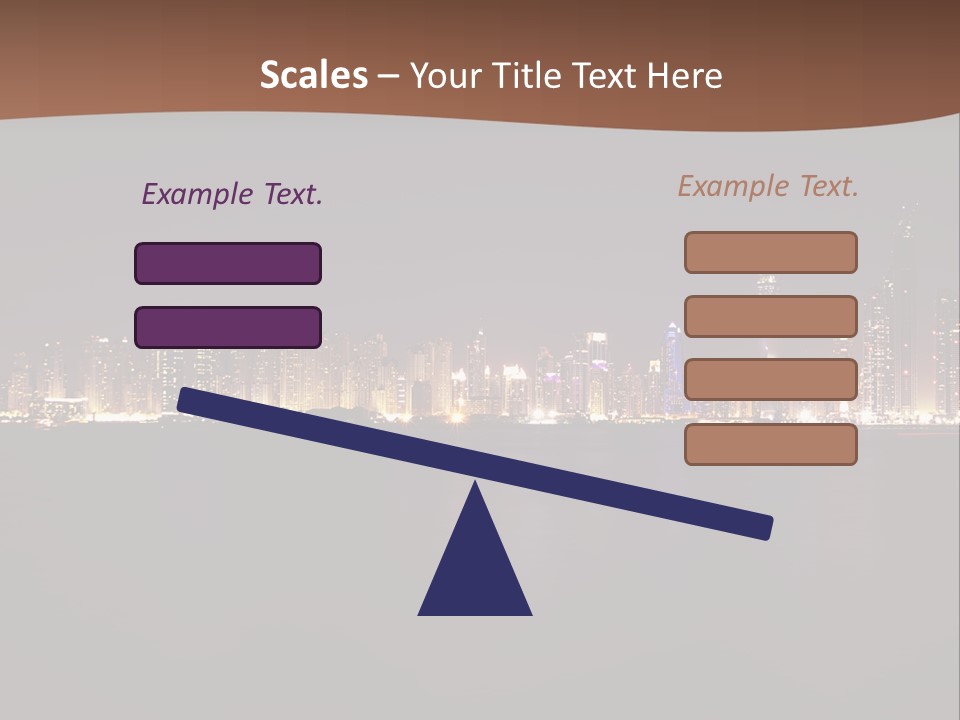 A City Skyline At Night With The Ocean In The Foreground PowerPoint Template