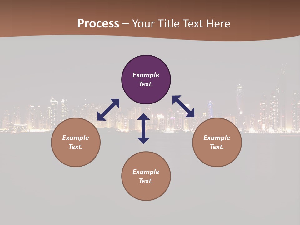A City Skyline At Night With The Ocean In The Foreground PowerPoint Template