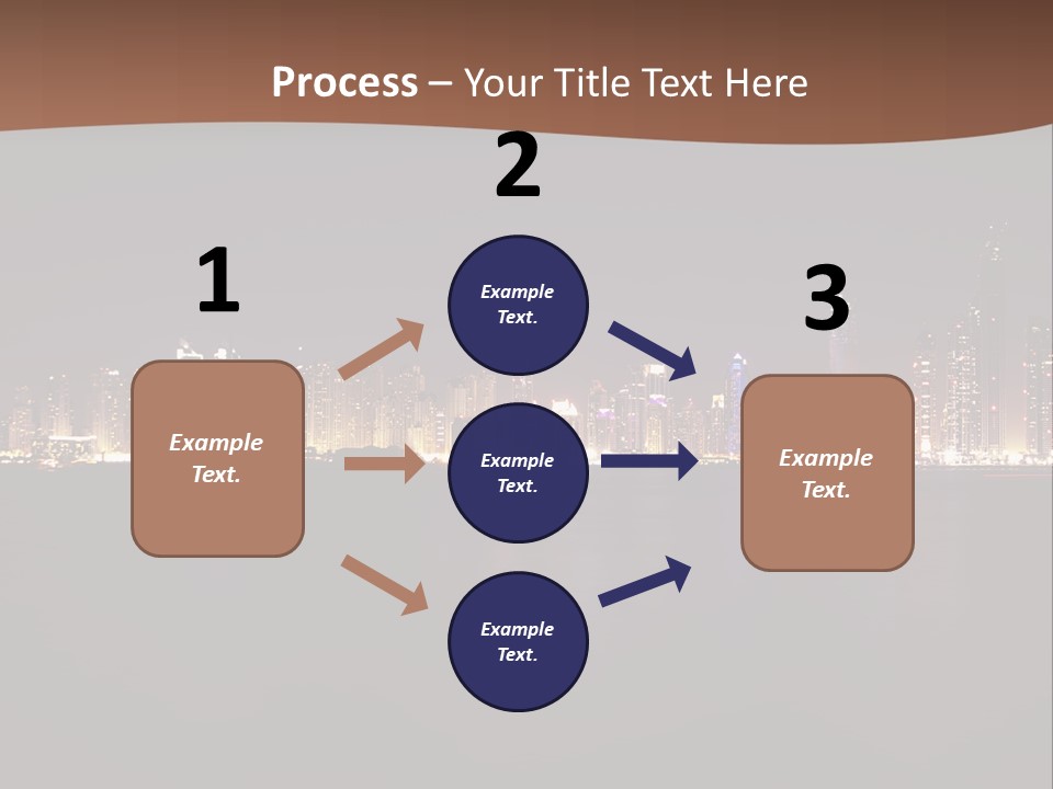 A City Skyline At Night With The Ocean In The Foreground PowerPoint Template
