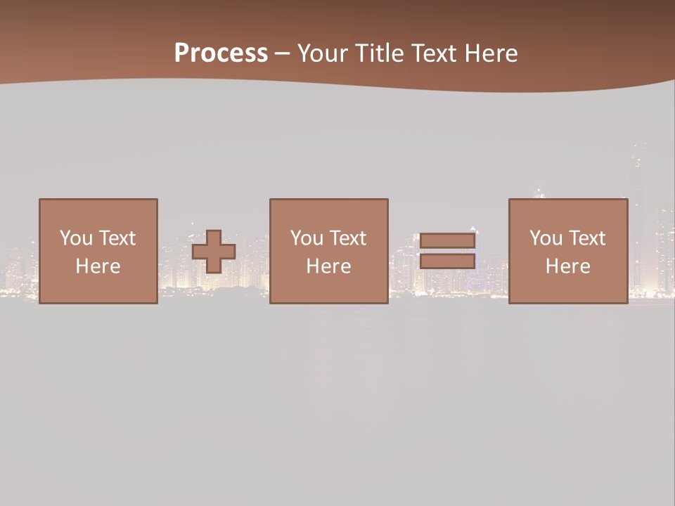 A City Skyline At Night With The Ocean In The Foreground PowerPoint Template