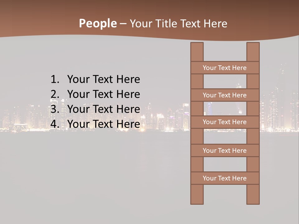 A City Skyline At Night With The Ocean In The Foreground PowerPoint Template