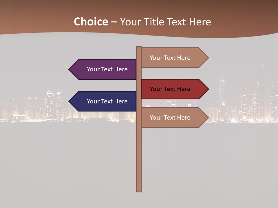 A City Skyline At Night With The Ocean In The Foreground PowerPoint Template