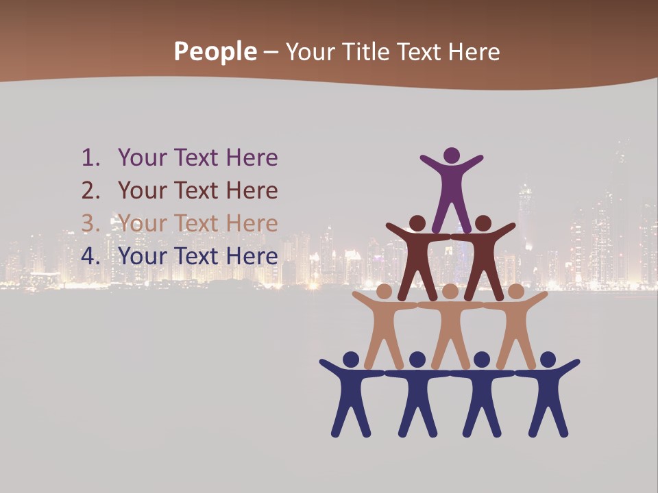 A City Skyline At Night With The Ocean In The Foreground PowerPoint Template