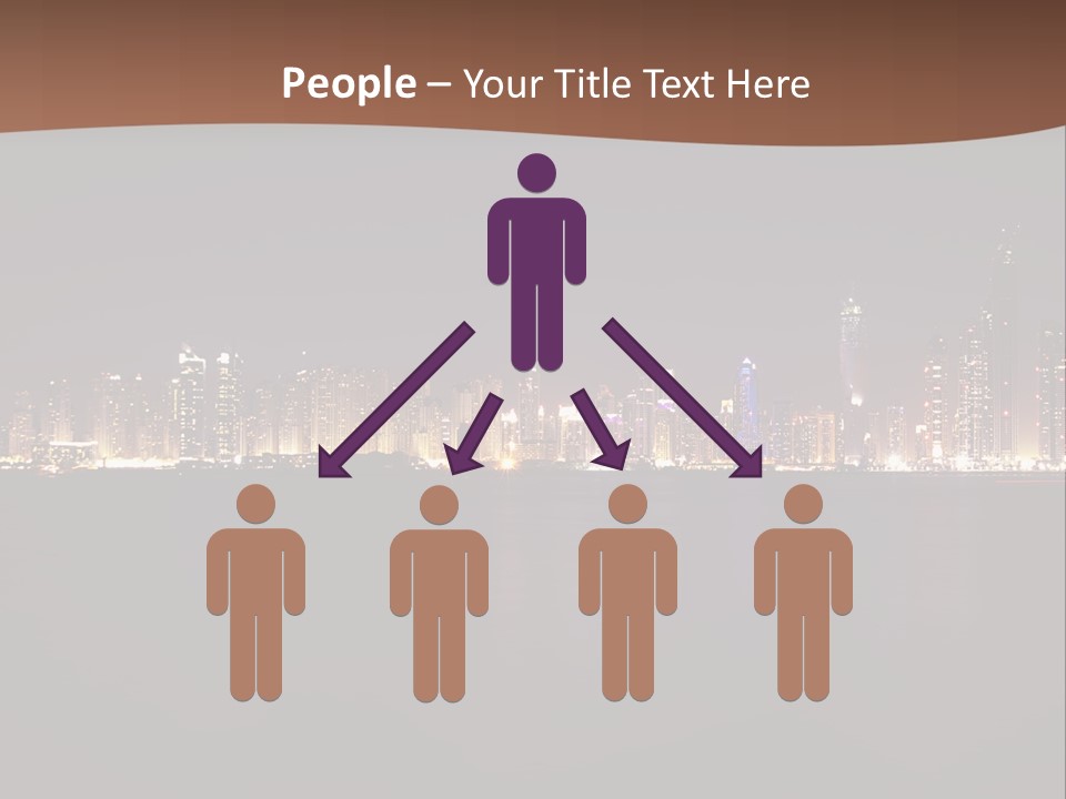 A City Skyline At Night With The Ocean In The Foreground PowerPoint Template