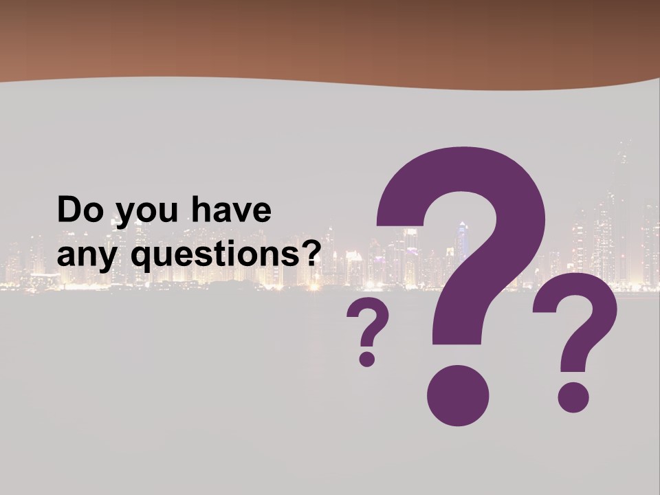 A City Skyline At Night With The Ocean In The Foreground PowerPoint Template