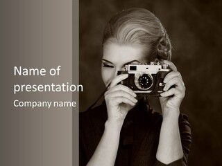 A Woman Taking A Picture With A Camera PowerPoint Template