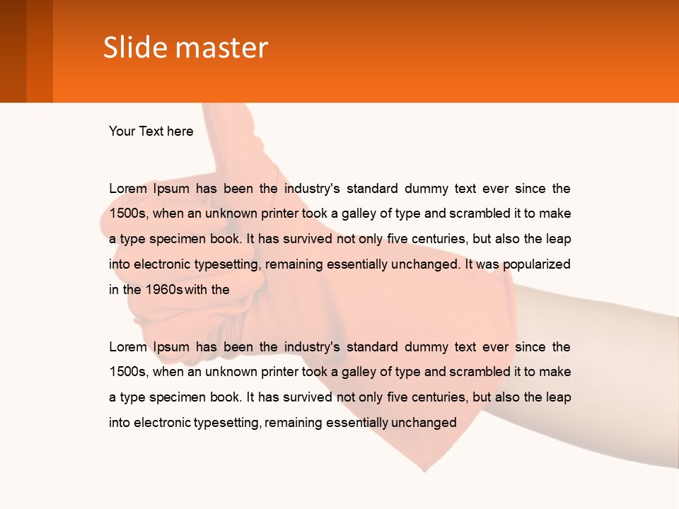 A Person Wearing Orange Gloves Giving A Thumbs Up PowerPoint Template