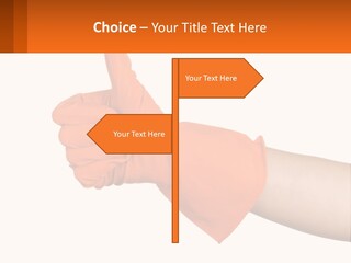 A Person Wearing Orange Gloves Giving A Thumbs Up PowerPoint Template
