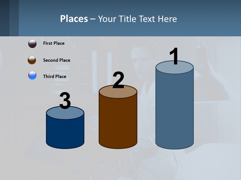 A Man In A White Lab Coat Is Holding A Large Object PowerPoint Template