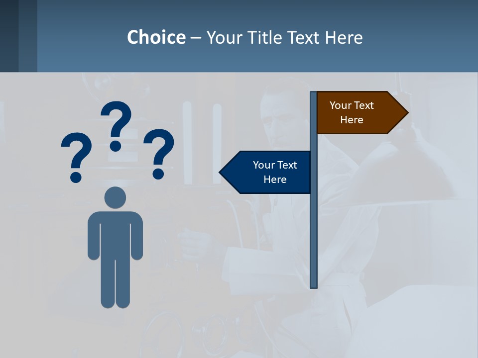 A Man In A White Lab Coat Is Holding A Large Object PowerPoint Template