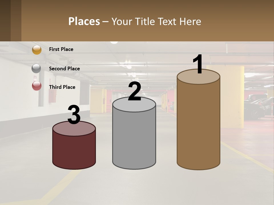 An Empty Parking Garage With Cars Parked In It PowerPoint Template