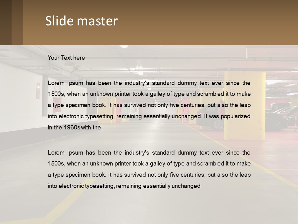 An Empty Parking Garage With Cars Parked In It PowerPoint Template