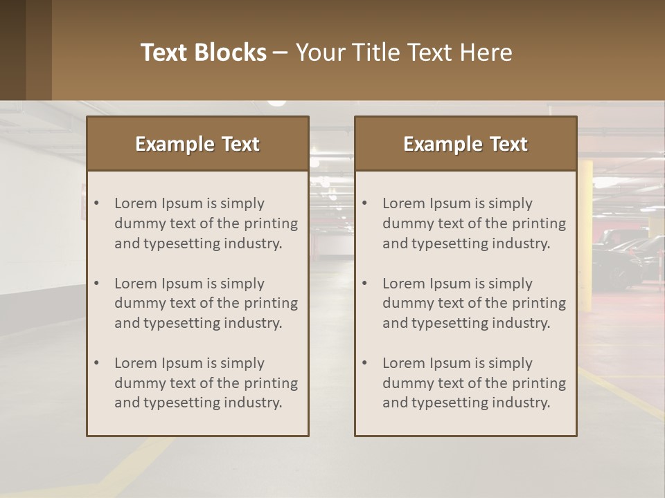 An Empty Parking Garage With Cars Parked In It PowerPoint Template
