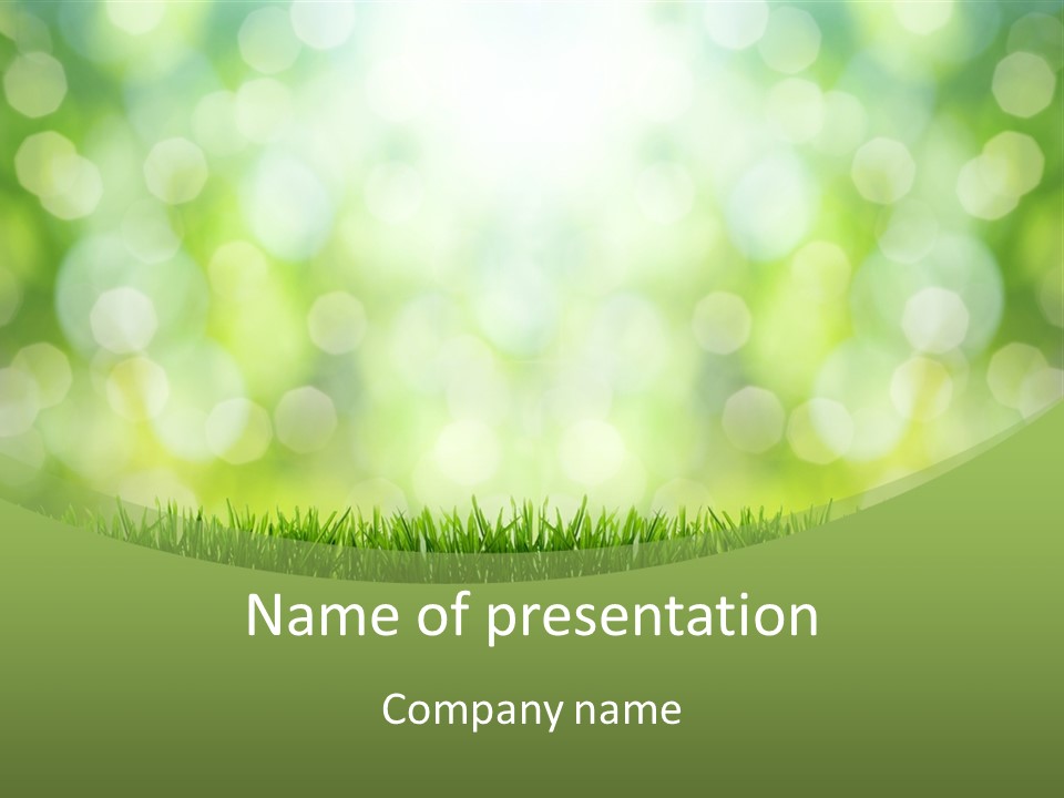 A Green Background With Grass And Bokets PowerPoint Template