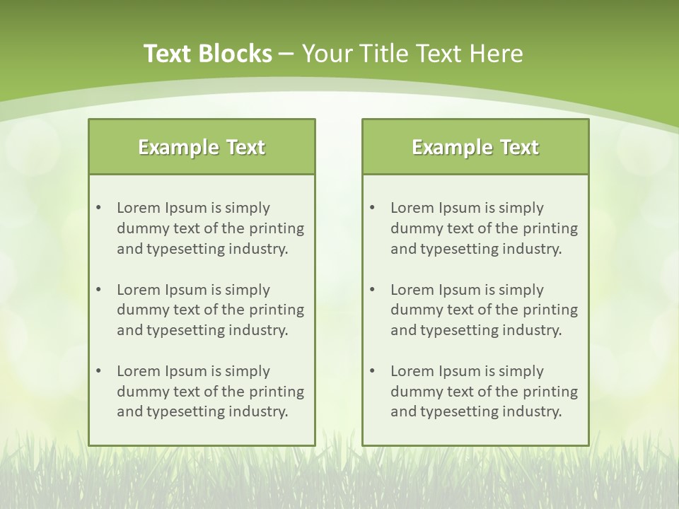 A Green Background With Grass And Bokets PowerPoint Template