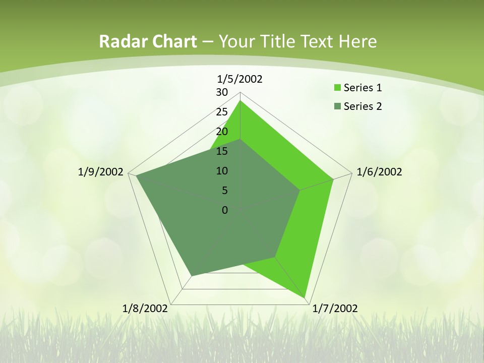 A Green Background With Grass And Bokets PowerPoint Template