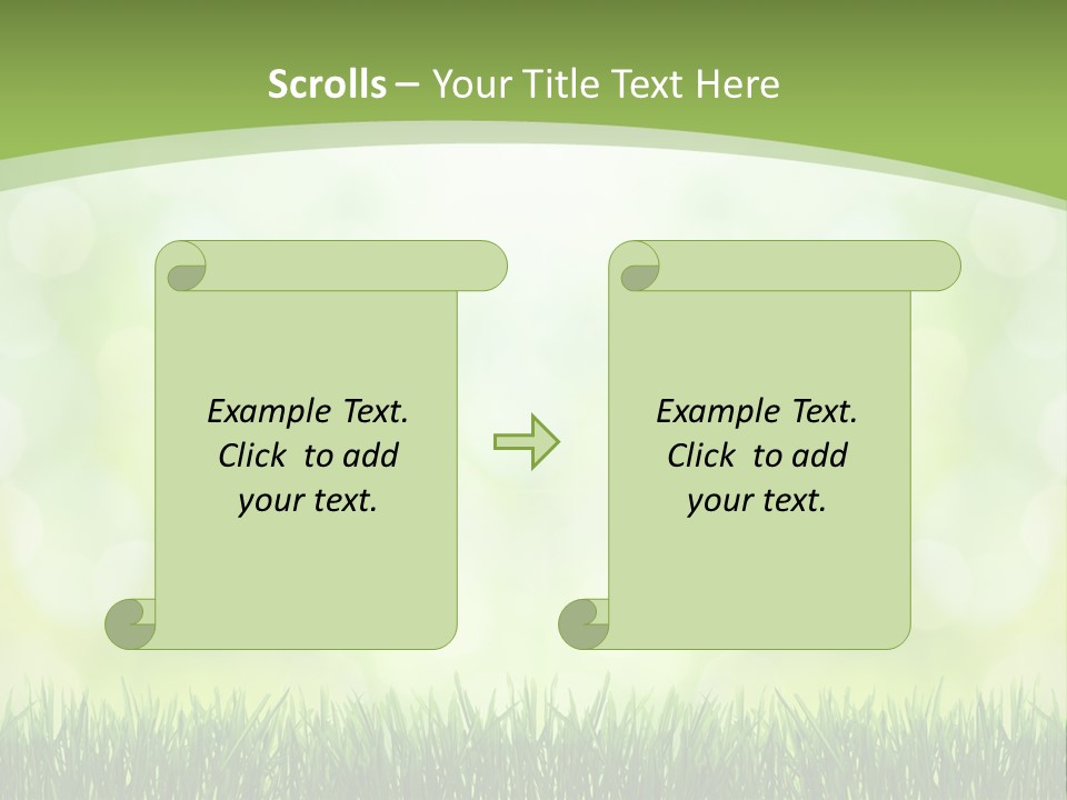 A Green Background With Grass And Bokets PowerPoint Template