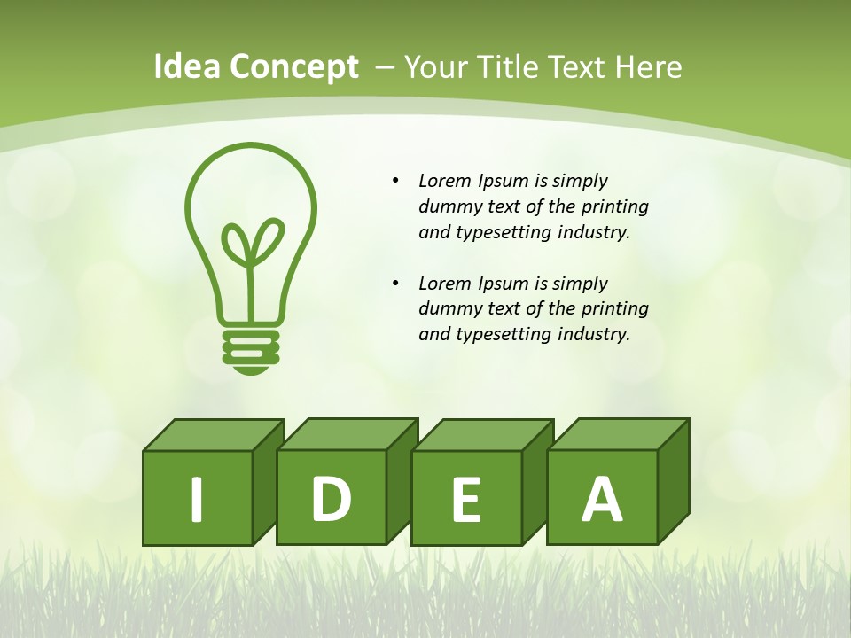 A Green Background With Grass And Bokets PowerPoint Template