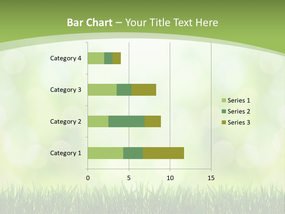 A Green Background With Grass And Bokets PowerPoint Template