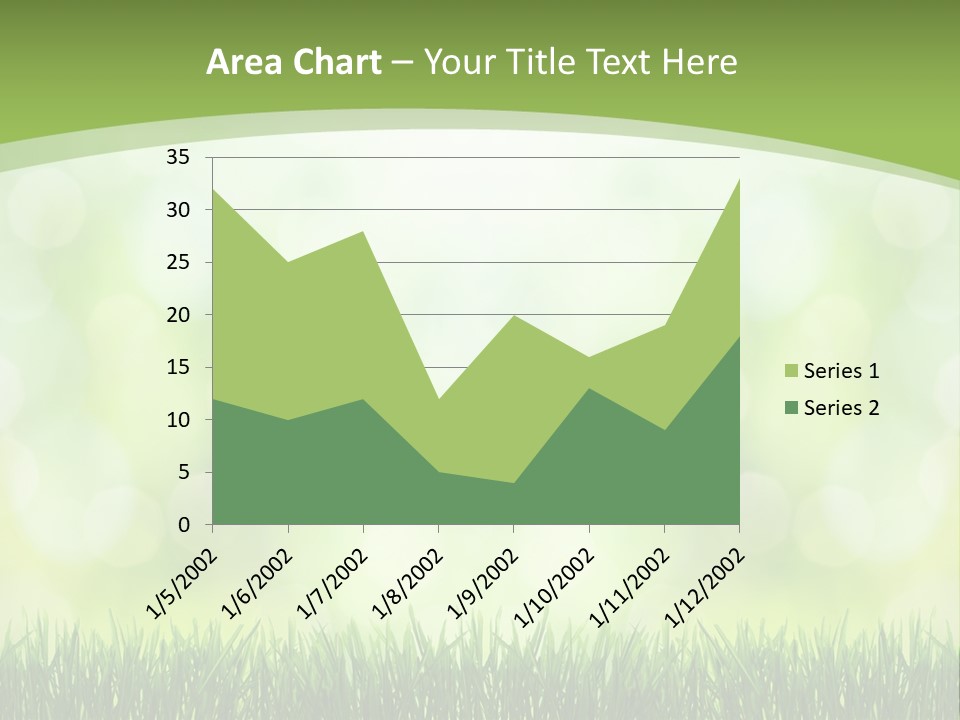 A Green Background With Grass And Bokets PowerPoint Template