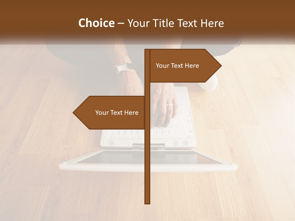 A Person Sitting On The Floor Using A Laptop PowerPoint Template