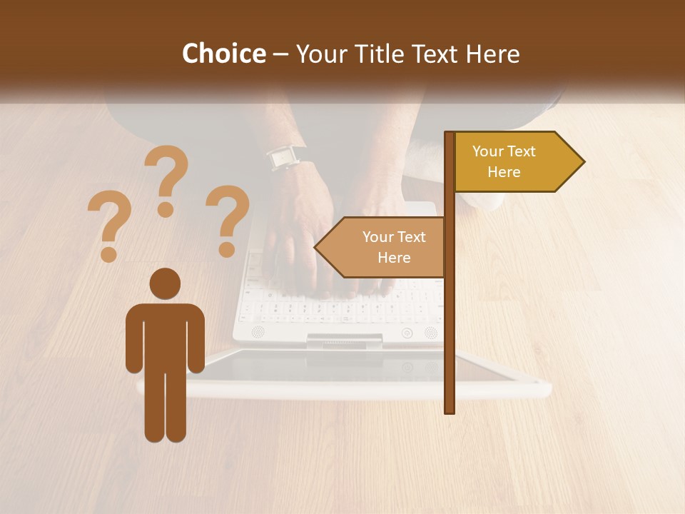 A Person Sitting On The Floor Using A Laptop PowerPoint Template