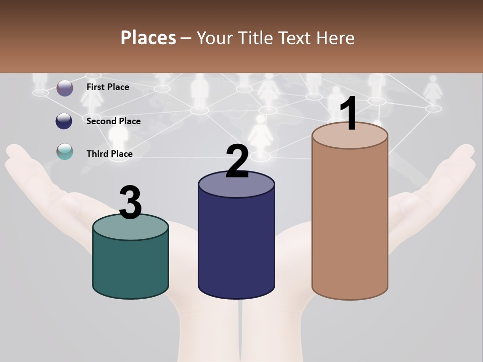 A Person Holding Out Their Hands With A Network Of People On It PowerPoint Template