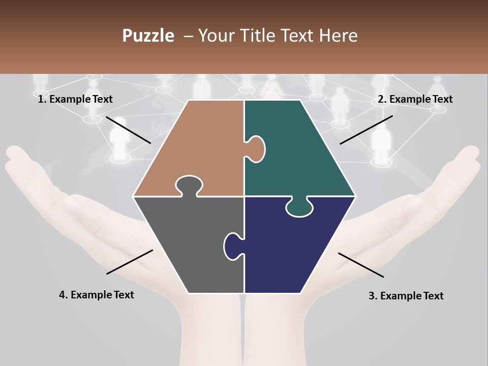 A Person Holding Out Their Hands With A Network Of People On It PowerPoint Template